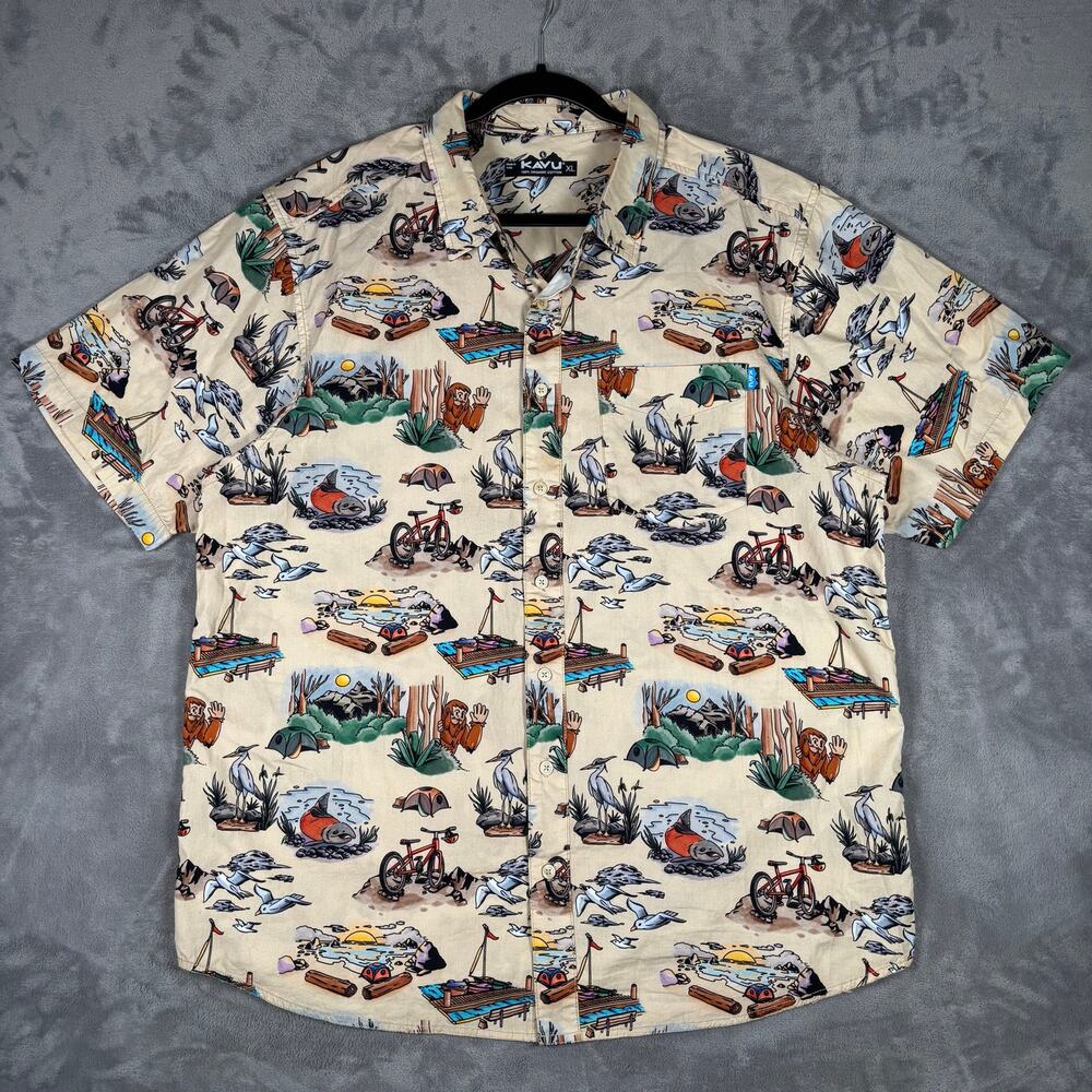 KAVU The Jam Places To Be Shirt Mens XL Organic Cotton Sasquatch Camping